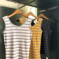 新品 Ray BEAMS マルチ ボーダー タンクトップ ホワイトのサムネイル
