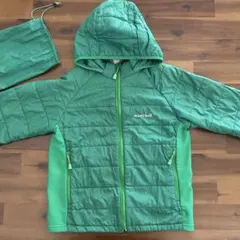 週末値下げ！美品！モンベル、フード付きジャケット、グリーン、140㎝