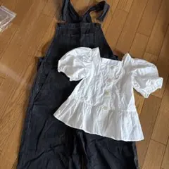 ZARA ブラウスとGUオーバーオールセット