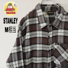 usa古着 STANLEY　ネルシャツM相当　ブラウンホワイト　チェック