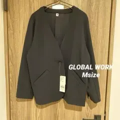 新品　GLOBAL WORK ジョーゼットジャケット　ノーカラー　黒　Mサイズ