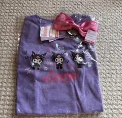 Sanrio Kuromi Tシャツ ピンクのリボン付きのサムネイル