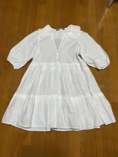 ZARA 白 レースミニワンピース ポプリン