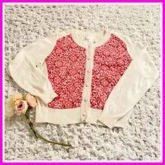 K／ カーディガン　レースがポイント♡ レッド　ホワイト　カーディガン