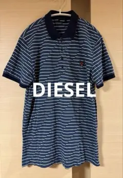DIESEL ポロシャツ ボーダー柄 刺繍ロゴ　ディーゼル　Lサイズのサムネイル