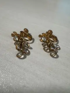 ［イヤリング］ゴールド クリスタル ドロップ
