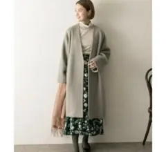 URBAN RESEARCH ノーカラーコート ウール混　薄グリーン