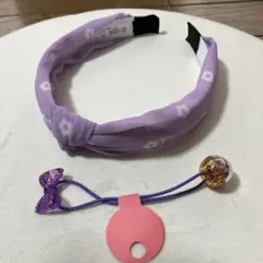 子ども用　パープル系ヘアアクセサリーセット　カチューシャ　ヘアゴム　紫
