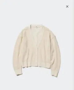 美品UNIQLO アイボリー メッシュカーディガン 長袖M