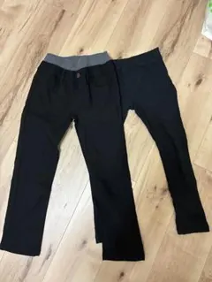 黒スリムフィットロングパンツ　2枚セット
