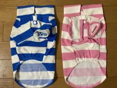 新品 未使用 2点セット Lサイズ 犬用ポロシャツ（青とピンクのストライプ）