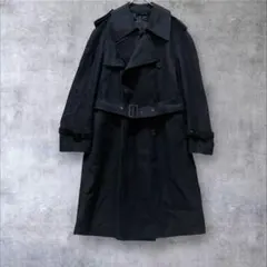 【ハバージョン】美品　ウールロングコート　ダブルブレスト　ネイビー　100