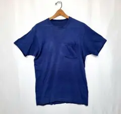 ～80s USA製 フェード ポケT L ビンテージ ネイビー ポケットTシャツ