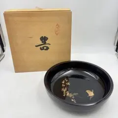 未使用 輪島塗 沈金 トレー お盆 膳 鶴 高級 漆 漆器 飾り 共箱 説明書