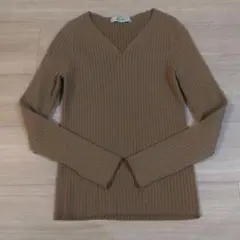 ナノ・ユニバース ブラウン Vネック 長袖ニット