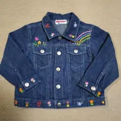 【記名塗り潰し有り】ミキハウス デニムジャケット 豪華 刺繍90