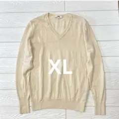 美品ユニクロエクストラファインメリノＶネックセーター ウール ホワイトX L