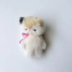 ピンク 白 犬 モヘア ぬいぐるみ ハンドメイド 作家 アートドール