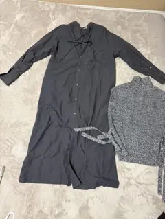 BEAUTY&YOUTH ダークグレー長袖シャツワンピース