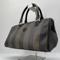 FENDI　フェンディ　ボストンバッグ　鍵付き　ペカン柄　ナイロン　レザー FENDI フェンディ ミニボストンバッグ ハンドバッグ ズッキーノ