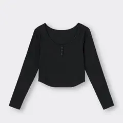 GU☆ クロップド ヘンリーネック ブラック S