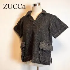 ZUCCa ニットポロシャツ M 日本製 ウール混 ツイード調 大人カジュアル