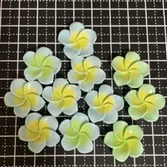 デコパーツ プルメリア 水色 緑 11個セット
