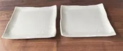 ホワイト正方形陶器皿2枚セット