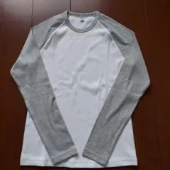 ホワイト/グレー ラグランスリーブ Tシャツ M