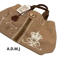 A.D.M.Jエーディーエムジェイ　トートバッグLOVE刺繍 ブラウンのサムネイル