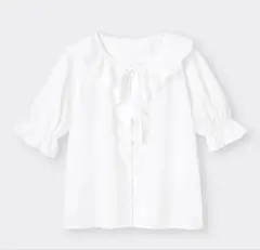 GU ホワイトフリル半袖ブラウス