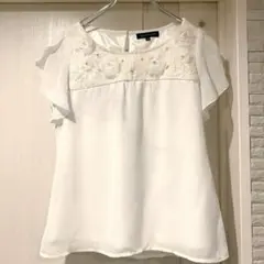MISCH MASCH 半袖ブラウス　カットソー　レース　お花　ホワイト　38のサムネイル