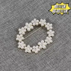 パールブローチ ラウンド フラワー 真珠 サークル 卒園式 卒業式 ギフト