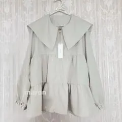 新品未使用しまむらRIVIETTA BIG襟ティアードフリルジャケットベージュL