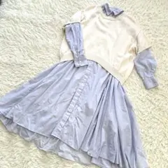 mizuiroind ミズイロインド シャツワンピース＆ニットベストセットアップ