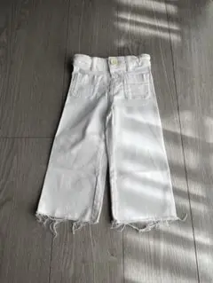 ZARA ホワイト フリンジ裾パンツ　マリンパンツ　86cm