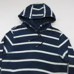 TOMMY HILFIGER　インディゴ染めボーダー柄　スウェットパーカー　M