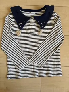 Cottoli コトリ 刺繍 ボーダー 長袖カットソー90サイズ