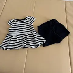 プティマイン★セットアップ★半袖★ボーダー★80 白黒