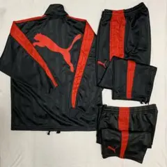 プーマ　PUMA 　４点セット　ジャージ　上下　黒　赤　ブラック　レッド　ロゴ