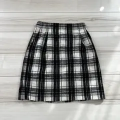 【値下げ】スカート　チェック　冬　白黒