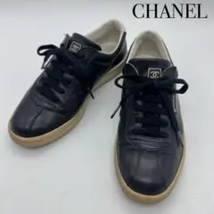 CHANEL ココマーク レザー スニーカー ブラック - メルカリ