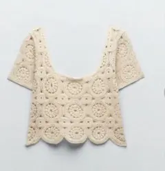 ZARA ショートスリーブ　クロップドトップス　スクエアネック 新品