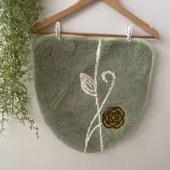 【美品】緑色 花柄トイレカバー