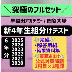 【対策問題付き】6年分フルセット★新4年生組分けテスト★四谷大塚早稲アカ