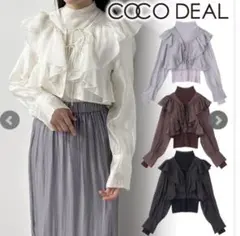 ココディール COCO DEAL リブタートルニット×オーガンジーフリルボレロ