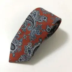 スーツカンパニー ネクタイ ペイズリー柄 綿×シルク ブラウン系 美品