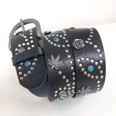 スタッズベルト パンク ロック ウエスタンベルト y2k アメカジ ターコイズ風