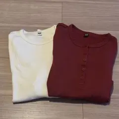 UNIQLO リブヘンリーネックT ソフトリブクルーネックT 長袖L2枚セット