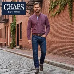 【美品】CHAPS チャップス 長袖 チェックシャツ L 赤紺 ボタンダウンタグ